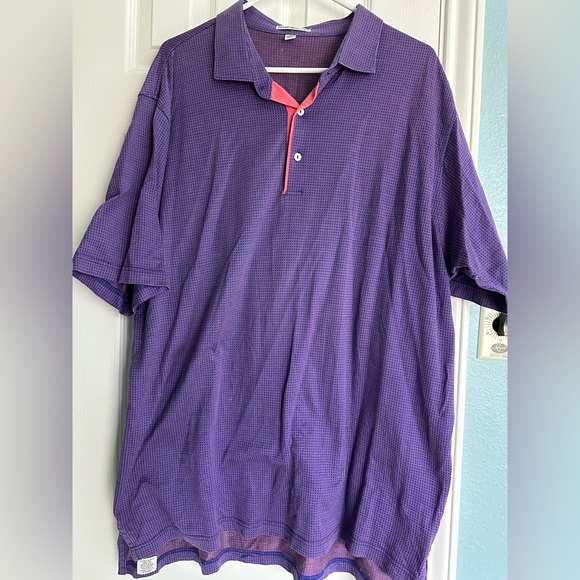 Peter Millar Purple and Pink Check Golf Polo Shirt size XL - Picture 1 of 5